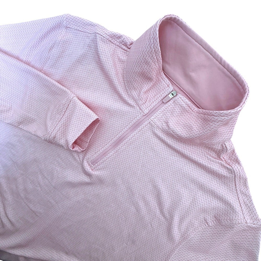 Kenneth Cole Golf Pullover Mens Small Pink New Herringbone 1/4 Zip KH9J54QW50PP